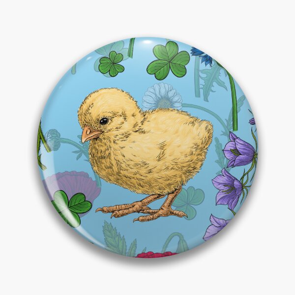 Item preview, Chickens and wildflowers on baby blue designed and sold by Katerina Mitkova Kirilova.