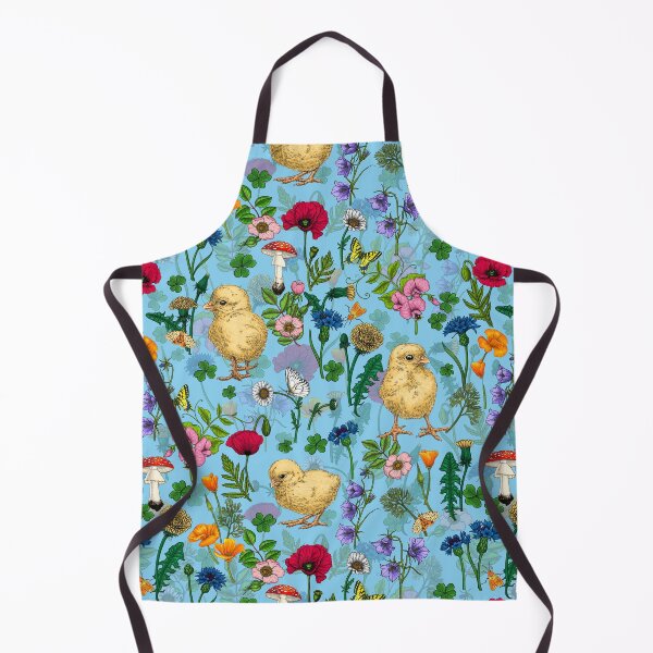 Item preview, Chickens and wildflowers on baby blue designed and sold by Katerina Mitkova Kirilova.