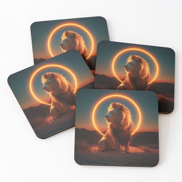 Item preview, Lion Neon Glowing art in Space - Fantasy art designed and sold by TheArtistOf2022.