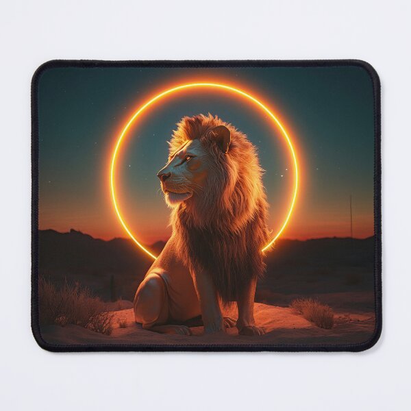 Item preview, Lion Neon Glowing art in Space - Fantasy art designed and sold by TheArtistOf2022.