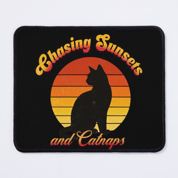 Item preview, Chasing Sunsets and Catnaps – Retro Cat Sunset Tee designed and sold by soycig.