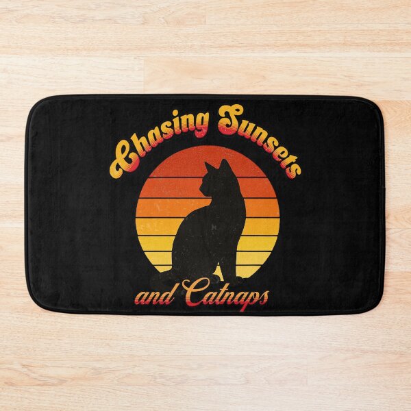 Item preview, Chasing Sunsets and Catnaps – Retro Cat Sunset Tee designed and sold by soycig.