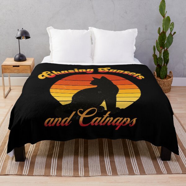 Item preview, Chasing Sunsets and Catnaps – Retro Cat Sunset Tee designed and sold by soycig.