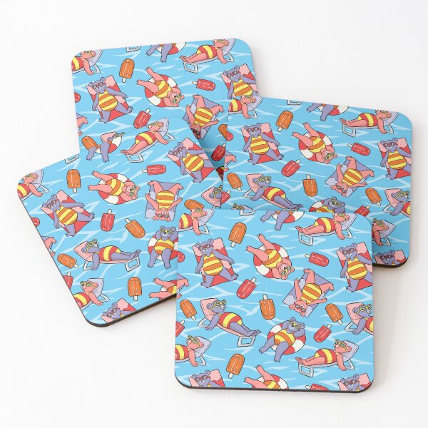 Item preview, Fun in the Sun Bears at the Pool Bright Artwork Pattern designed and sold by HappyHannahArt.