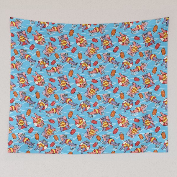Item preview, Fun in the Sun Bears at the Pool Bright Artwork Pattern designed and sold by HappyHannahArt.