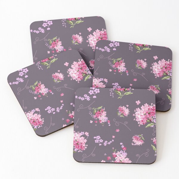 Item preview, Pink flowers on a blueberry background designed and sold by ANVivid.