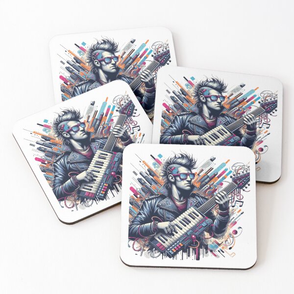 Item preview, Cyberpunk Keytar Player – Retro Synthwave Music Art designed and sold by JenniferCreaArte .