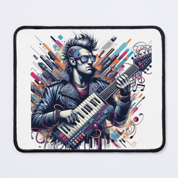 Item preview, Cyberpunk Keytar Player – Retro Synthwave Music Art designed and sold by JenniferCreaArte .