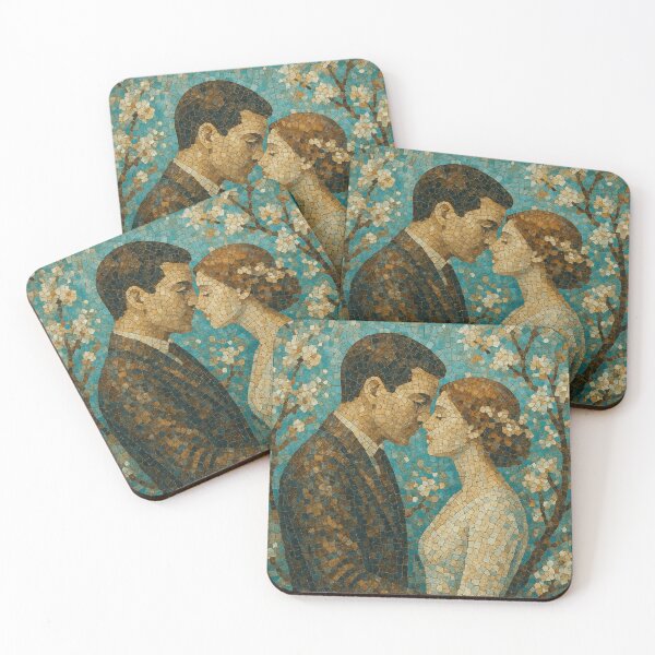 Item preview, Romantic Mosaic Art of Lovers Under Blossoming Trees designed and sold by Inspired by CarMa.