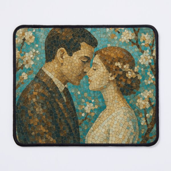 Item preview, Romantic Mosaic Art of Lovers Under Blossoming Trees designed and sold by Inspired by CarMa.