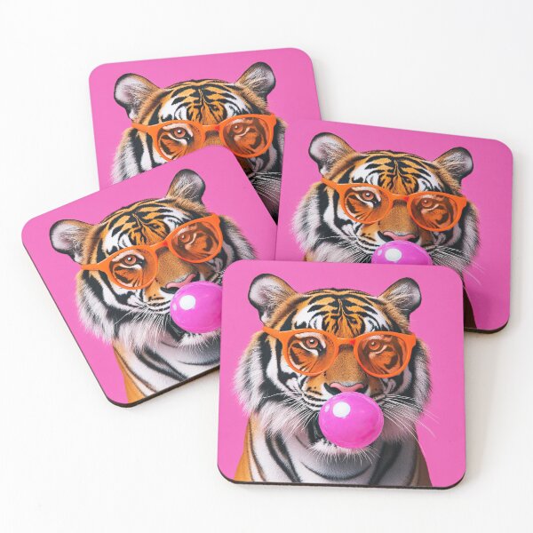 Item preview, Coolest Tiger With Sunglasses and Gum - Surreal Wildlife art designed and sold by TheArtistOf2022.