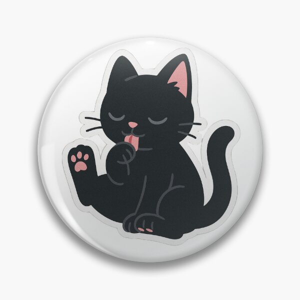 Item preview, Self-Care Cat – Grooming Black Cat Sticker designed and sold by IdleHype.