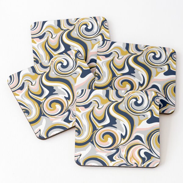 Item preview, Abstract Blue and Gold Marble Swirls designed and sold by Owcomm.