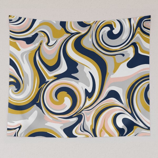Item preview, Abstract Blue and Gold Marble Swirls designed and sold by Owcomm.