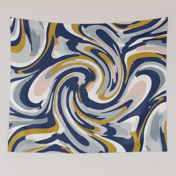 Item preview, Midnight Blue and Gold Liquid Swirl Pattern designed and sold by Owcomm.