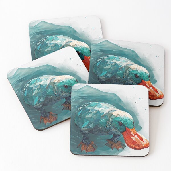 Item preview, platypus in teals and oranges geometric  designed and sold by Lizzilzil.