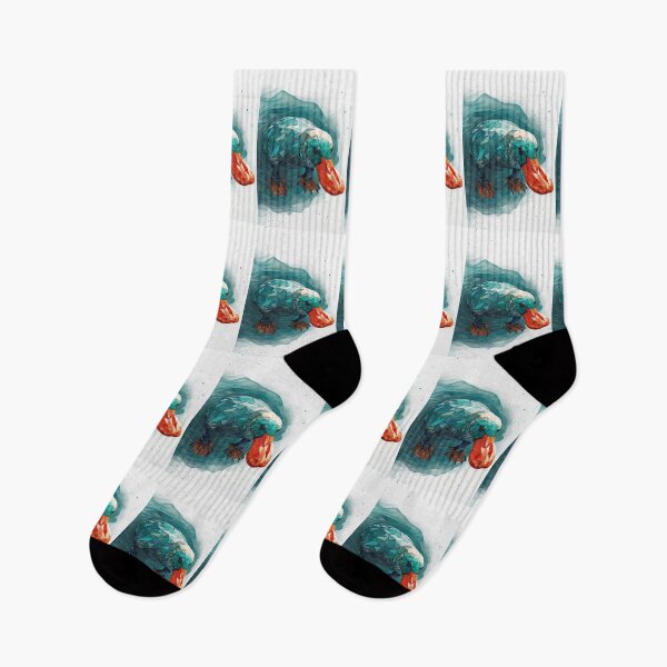 Item preview, platypus in teals and oranges geometric  designed and sold by Lizzilzil.