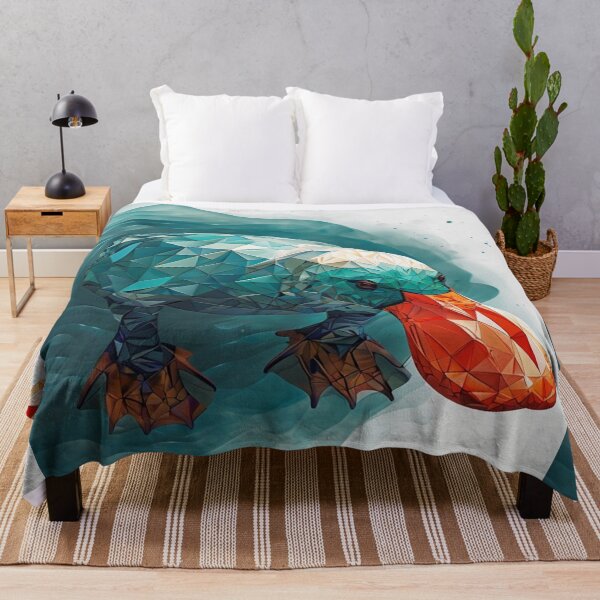Item preview, platypus in teals and oranges geometric designed and sold by Lizzilzil.