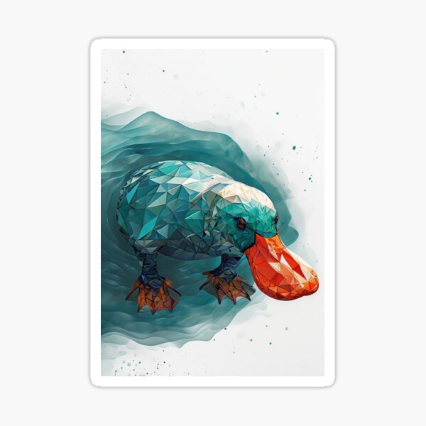 Item preview, platypus in teals and oranges geometric  designed and sold by Lizzilzil.