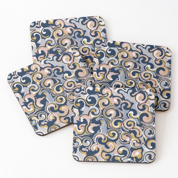 Item preview, Swirl Pattern in Navy and Gold designed and sold by Owcomm.