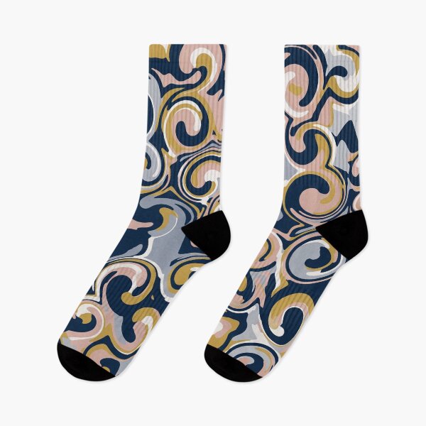 Item preview, Swirl Pattern in Navy and Gold designed and sold by Owcomm.