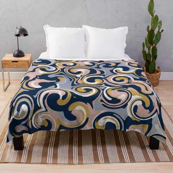 Item preview, Swirl Pattern in Navy and Gold designed and sold by Owcomm.
