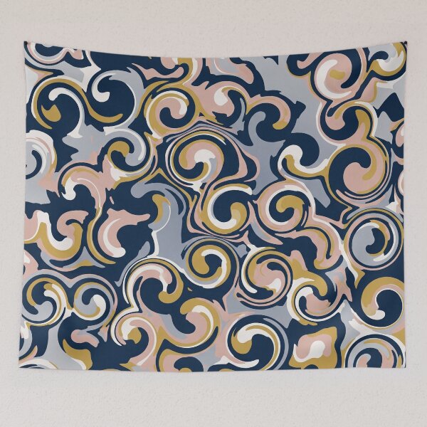 Item preview, Swirl Pattern in Navy and Gold designed and sold by Owcomm.