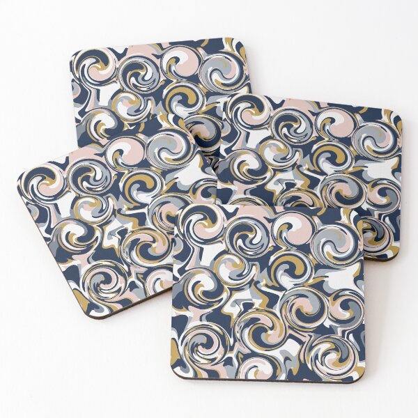 Item preview, Motif of Blue and Gold Swirls designed and sold by Owcomm.