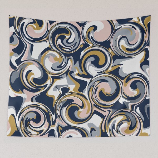 Item preview, Motif of Blue and Gold Swirls designed and sold by Owcomm.