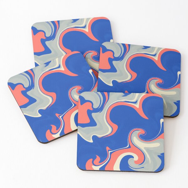 Item preview, Swirl Abstract Pattern in Blue and Coral designed and sold by Owcomm.