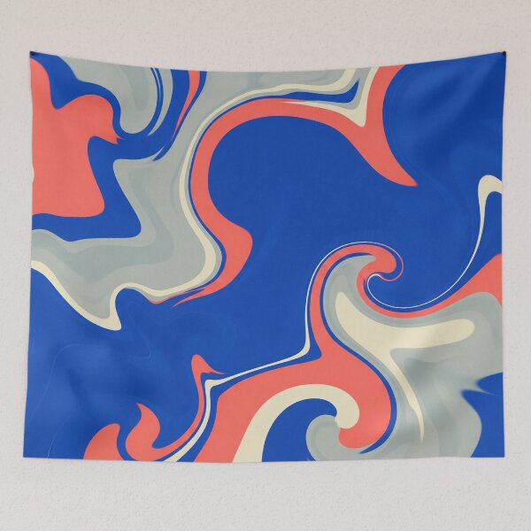 Item preview, Swirl Abstract Pattern in Blue and Coral designed and sold by Owcomm.