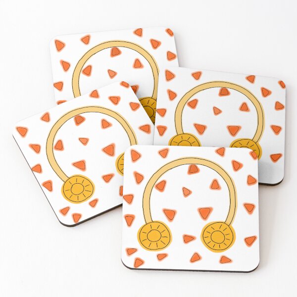Item preview, Yellow headphone on white background,  orange triangular design  designed and sold by ShoretheBore.