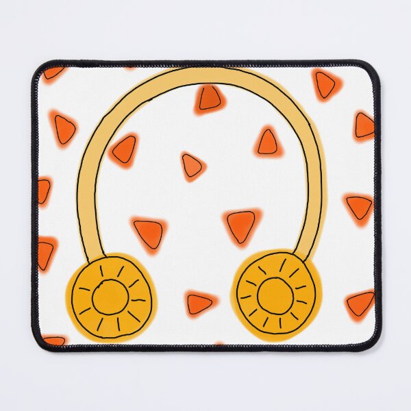 Item preview, Yellow headphone on white background,  orange triangular design  designed and sold by ShoretheBore.