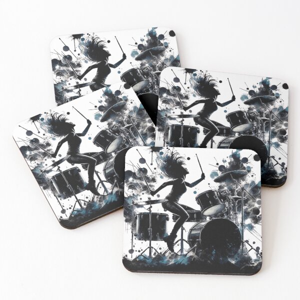 Item preview, Born to Beat – Female Drummer Explosion Art designed and sold by JenniferCreaArte .