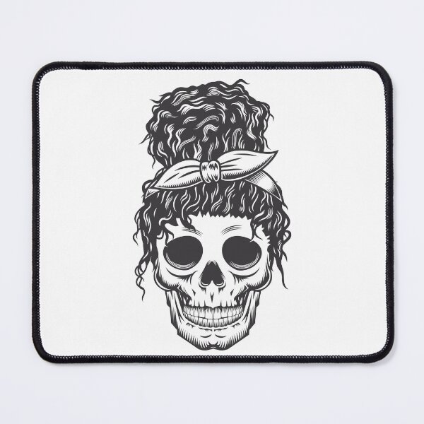 Item preview, messy bun hairstyle skull designed and sold by TshaStore.