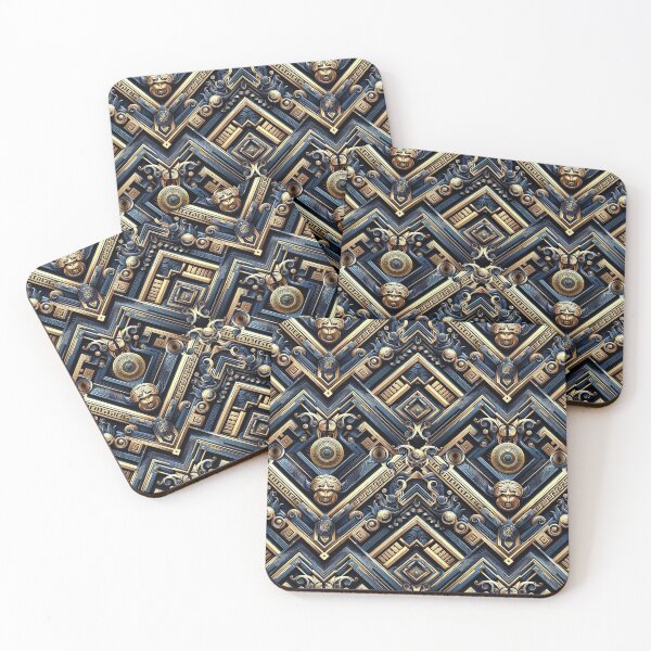 Item preview, Neo-Baroque Geometry – Gold & Blue Architectural Fantasy designed and sold by Arscorart.