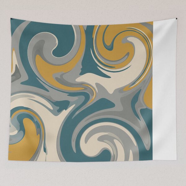 Item preview, Teal and Gold Liquid Swirl Pattern designed and sold by Owcomm.