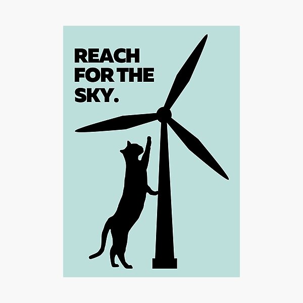 Item preview, Reach for the Sky Wind Turbine Cat designed and sold by VoltJunkies.