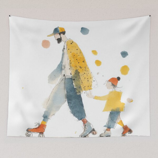 Item preview, Father and Child Go Rollerskating (Father's Day) designed and sold by dawnleblanc55.
