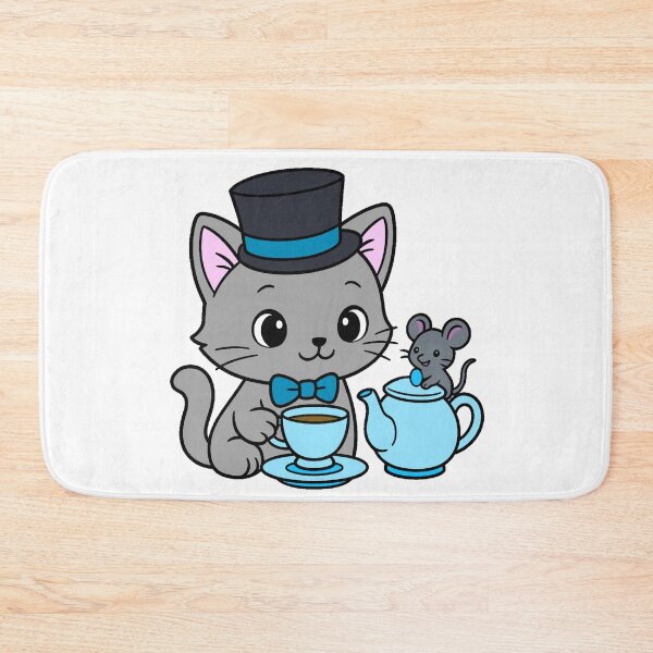 Item preview, Kitty Tea Party - Grey - Blue designed and sold by AngelMiette.