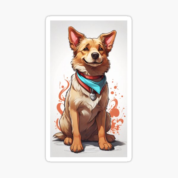 Item preview, Happy Cartoon Dog with Bandana – Cute Pet Art Illustration designed and sold by Vívian Creative Studio.