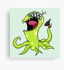 One Wiggly Space Invader Canvas Print