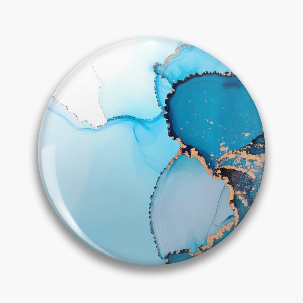 Item preview, An artistic abstract background with flowing blue and teal ink washes, accented by shimmering gold lines and splatters, on a white canvas designed and sold by homydesign.