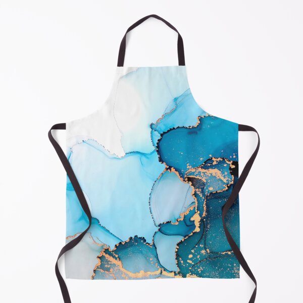 Item preview, An artistic abstract background with flowing blue and teal ink washes, accented by shimmering gold lines and splatters, on a white canvas designed and sold by homydesign.