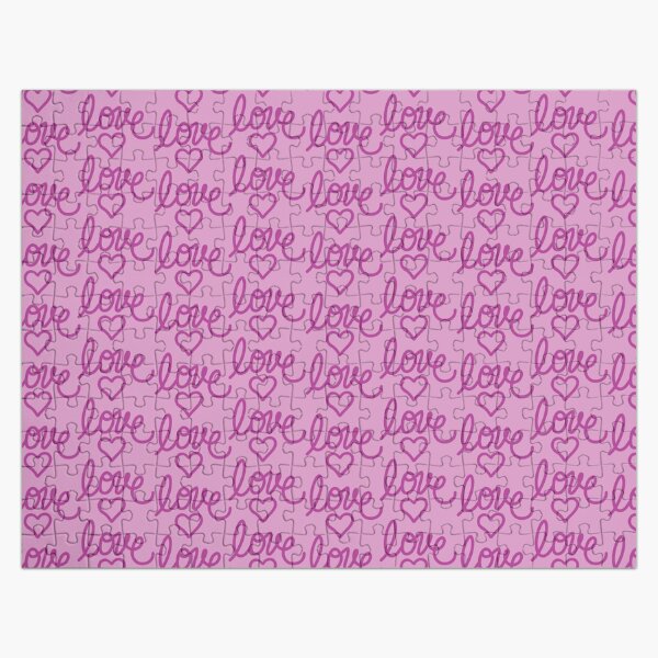 Vista previa del artículo con la obra «Letras de escritura dibujadas a mano, monocromáticas, magenta, corazón, amor, patrón, drama», diseñado y vendido por KellyReevesArt.
