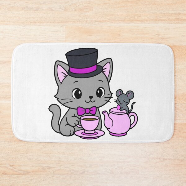 Item preview, Kitty Tea Party - Grey - Pink designed and sold by AngelMiette.