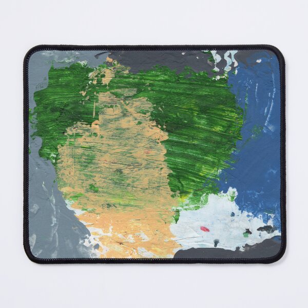 Item preview, Original abstract blank face portrait, green hair, blue background, textured artwork designed and sold by pngrktes-art.