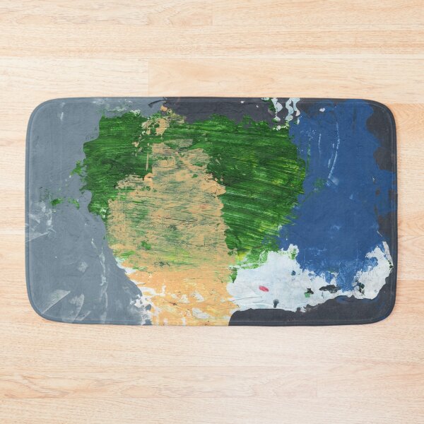 Item preview, Original abstract blank face portrait, green hair, blue background, textured artwork designed and sold by pngrktes-art.