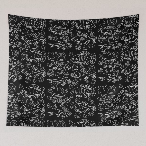 Item preview, Whimsical Fish Pattern (White) designed and sold by EveningRaine.