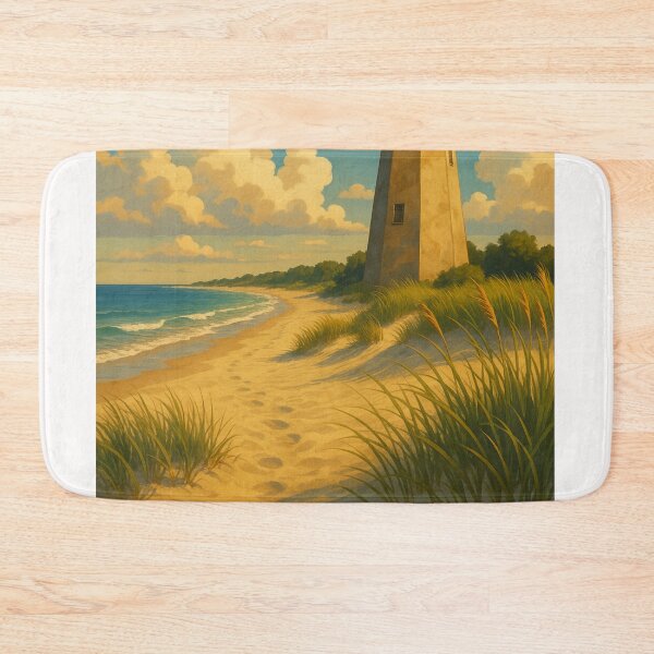 Item preview, Old Baldy Lighthouse on Bald Head Island Beach Path designed and sold by Places On Earth.
